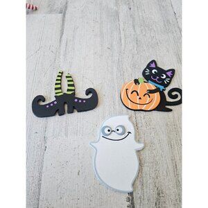 Wooden craft Halloween ghost cat pumpkin witch shoes